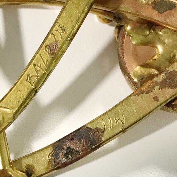 Vintage Handcrafted Baldwin Signed Modernist Copper and Brass Scarf Belt Buckle - Picture 2 of 14